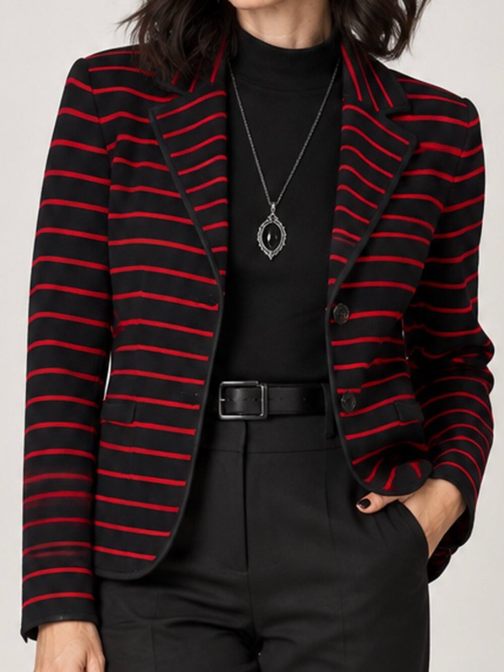 1901 Striped Wool Blend Sweater Blazer